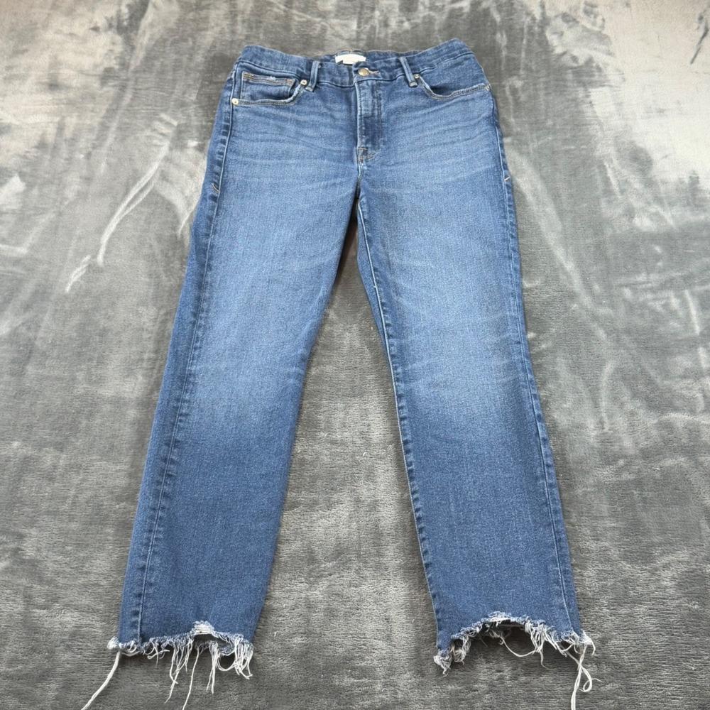 Good American Women Blue Straight Leg Raw Hem Jeans Size 6/28 GLSPL67T B842